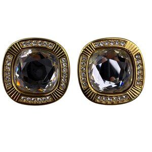 Swarovski Women Gold Tone Crystal Clip-On Earrings Statement Jewelry